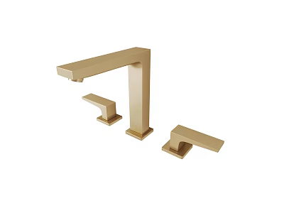 Elegant Golden Modern Bathroom Basin Faucet With Two Handles Widespread Design 3d model