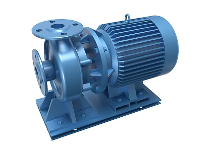 Industrial Centrifugal Pump With Electric Motor Base 3d model