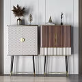Elegant Modern Entryway And Side Cabinet With Geometric Pattern Wooden Design Golden Handles Metal Legs