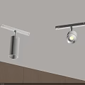 Two White Track Lights Installed On Ceiling Alongside Wooden Wall Surface 3d model