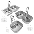 Stainless Steel Kitchen Sinks With Double Single Bowl Design And Faucet Dimensions