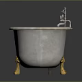 Elegant Marble Bathtub Interior With Golden Feet And Silver Faucet