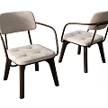 Modern Upholstered Dining Chairs With Light Seat Dark Wooden Frame And Armrests