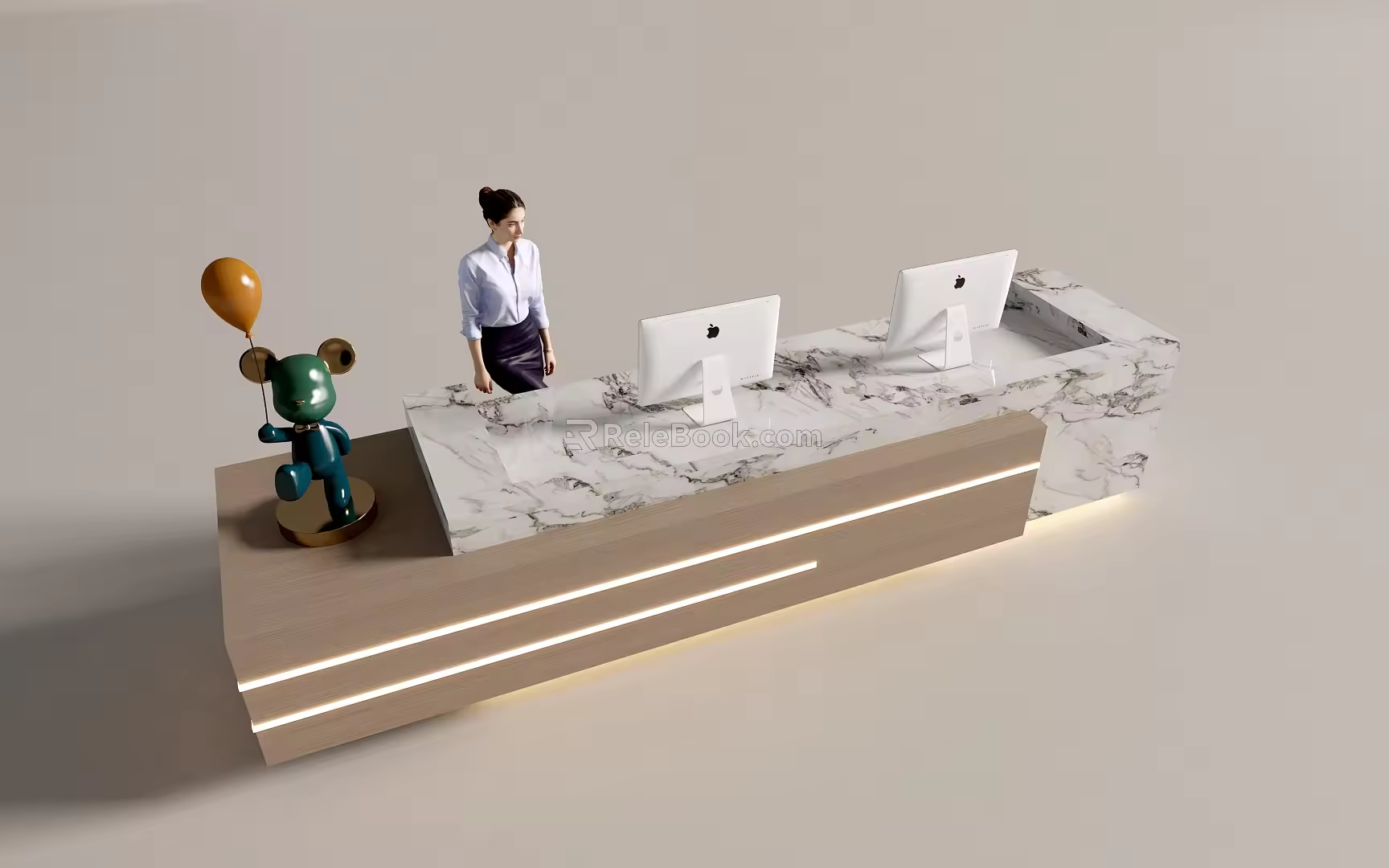 Modern Company Reception Area Bar Reception Desk 3d model