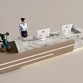 Modern Company Reception Area Bar Reception Desk 3d model