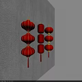 Traditional Red Chinese Lanterns With Different Styles Gold Accents And Hanging Tassels
