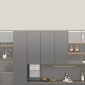 Modern Full Wall Sideboard Cabinet With Warm LED Lights And Large Multifunctional Wine Storage