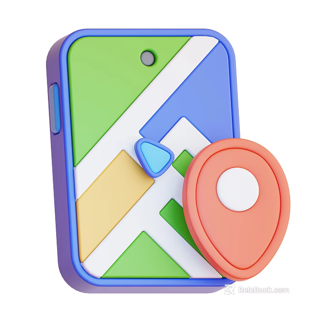 Guidance Interface On Mobile Phone With Colorful Map And Location Pin 3d model 