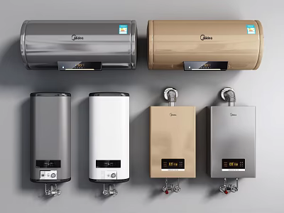 Modern Wall Mounted Electric Water Heaters In Various Colors And Designs 3d model