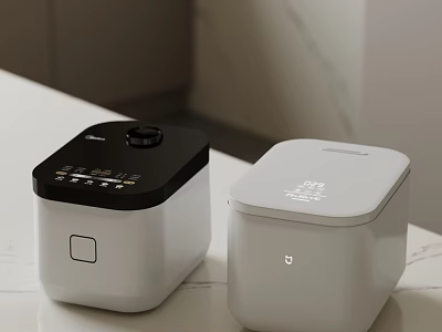 Modern Black and White Kitchen Rice Cookers as Stylish Countertop Appliances 3d model