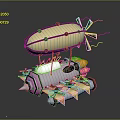 Creative Vintage Mechanical Airship Model With Yellow Balloon Wooden Propeller And Metal Base