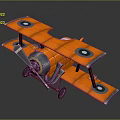 Orange Biplane Passenger Aircraft Model With Classic Design 3d model
