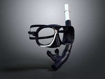 Snorkel And Diving Mask Gear With Clear View Lenses And Soft Silicone Strap 3d model
