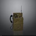 Vintage Communication Device With Golden Case Antenna Handset And Buttons