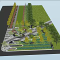 Beautiful Park Landscape With Winding Paths Lush Trees Water Features Benches And People Walking