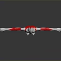 3D Ultraman Model With Red And White Suit Extended Arms On Black Background