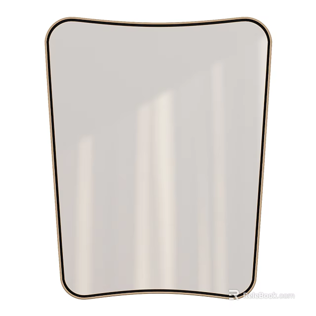 Modern Mirror With Metal Frame And Soft Light Reflection In Home Interior 3d model 