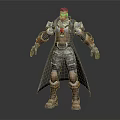 3D Male Armored Sci Fi Character With Long Coat Mechanical Arms And Tech Details