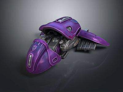 Purple Sci Fi Mechanical Device Showcasing Metallic Components And Futuristic Panel Design 3d model