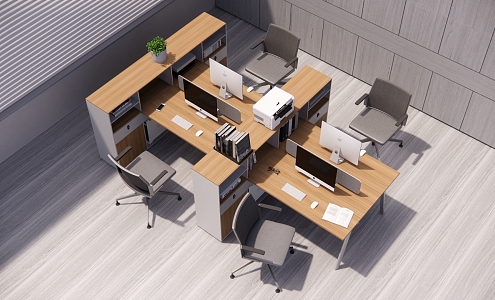 Office Desk and Chair Computer Chair Card Seat Computer Decoration Post Office 3d model