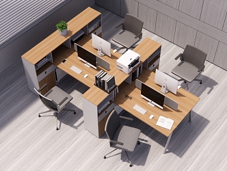 Office Desk and Chair Computer Chair Card Seat Computer Decoration Post Office 3d model