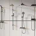 Various Modern Shower Heads Including Handheld Overhead and Wall Mounted Designs