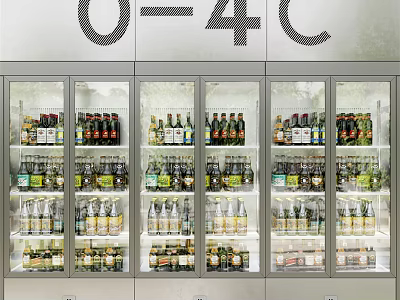 Multiple Glass Door Refrigerators Storing Bottled Beverages At 0-4℃ Temperature 3d model