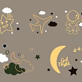 Cute Wooden Wall Decor With Stars Clouds Airplane Astronaut And Moon For Kids Room