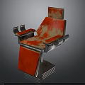 Stylish Vibrant Red Chair With Metallic Frame Armrests And Backrest Design