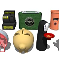 Cute Decorative Ornament Set With Piggy Bank No Face Figure And Colorful Containers