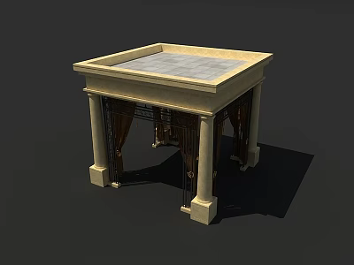 Detailed Classical Square Table With Ornate Column Legs And Stone Tabletop 3d model