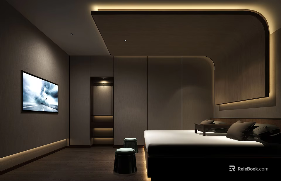SPA Sauna Modern Interior Design With Relaxation Area And Ambient Lighting 3d model 
