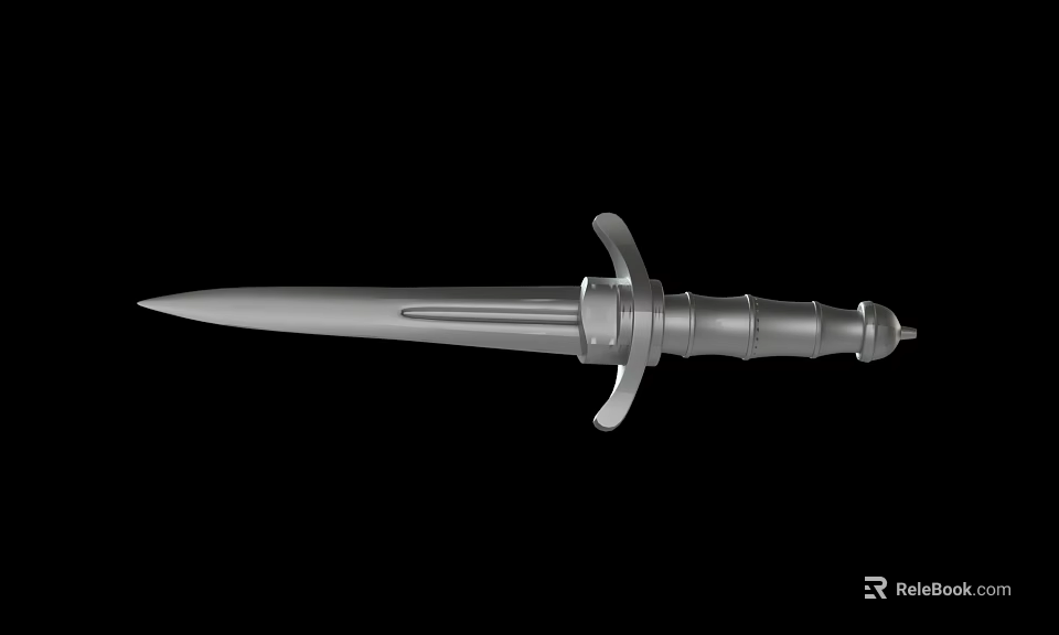 Tactical Weapon Dagger With Sharp Metal Blade And Textured Handle 3d model 