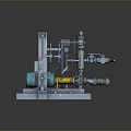 Industrial Mechanical Equipment Model Featuring Pump Piping Motor And Metal Structure