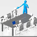 Group of People Having Meeting Around Table With Laptop and Presenter