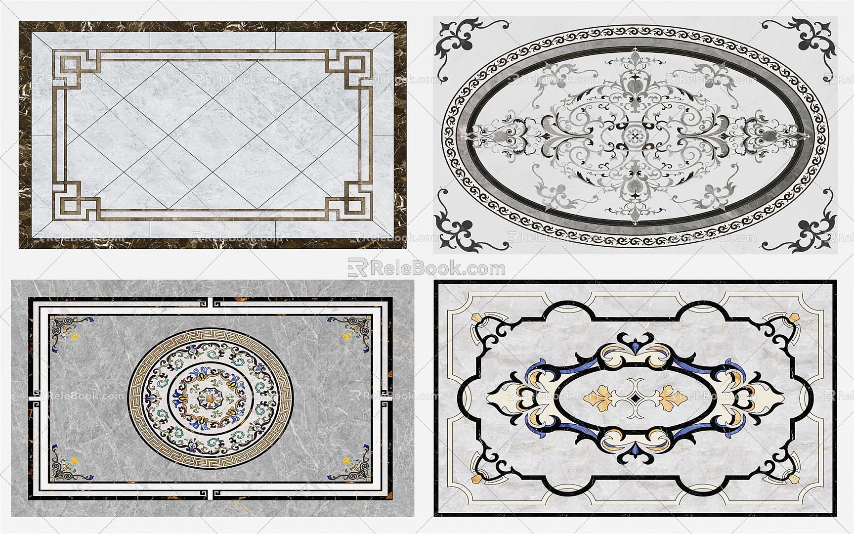 New Chinese Style Tile Floor Mosquet 3d model