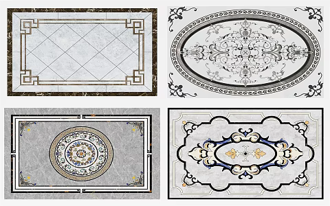 New Chinese Style Tile Floor Mosquet 3d model