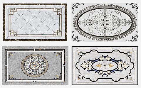 New Chinese Style Tile Floor Mosquet 3d model