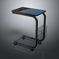 Modern Metal Serving Cart With Black Top And Storage Basket