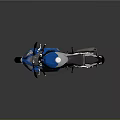 Sleek Modern Sport Motorcycle In Blue White Black With Red Wheels And Silver Exhaust