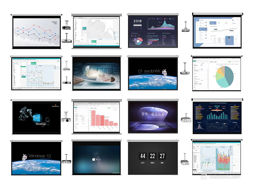 Projection Monitoring Displaying Real Time Data Charts Dashboards And Visualizations 3d model 