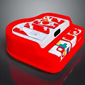 Red Heart Shaped Kids Toy Cash Register With White Surface And Colorful Number Buttons