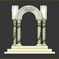 Classical White Structure With Arched Design Columns Adorned With Green Vines On Pedestal 3d model