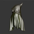 Small 3D Hooded Character With Brown Hood And Green Textured Cloak Design