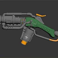Futuristic Sci Fi Weapon With Green Grip Yellow Components And Metallic Structure 3d model