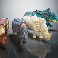 Colorful Decorative Rhinoceros Sculptures With Various Textures And Artistic Designs
