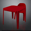 Red Modern Plastic Table And Chair Set With Sleek Design And Simple Structure