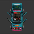 Turquoise Pink Modified Car With Monster Energy Graffiti Open Doors And Roof Engine