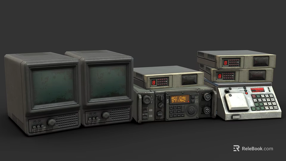 Vintage Electronic Appliances Including Televisions Radios And Classic Tape Players 3d model 