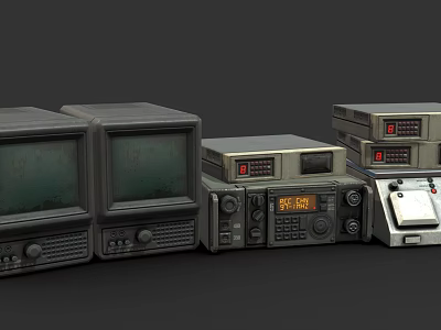 Vintage Electronic Appliances Including Televisions Radios And Classic Tape Players 3d model